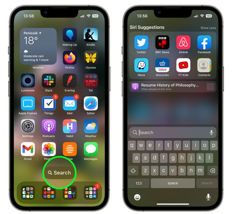 渑池苹果手机维修分享升级到 iOS 16 后，如何删除主屏幕上的搜索按钮 
